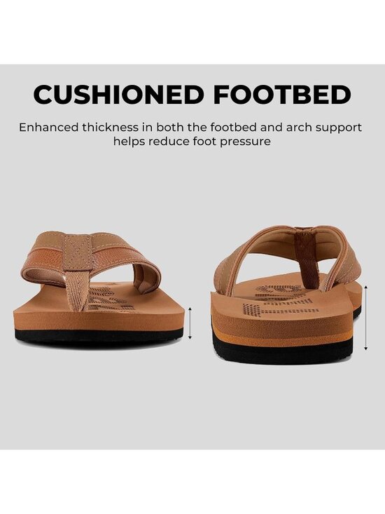 Men\'s Khaki Flip Flops With Arch Support Summer Outdoor Beach Sandals main image 5